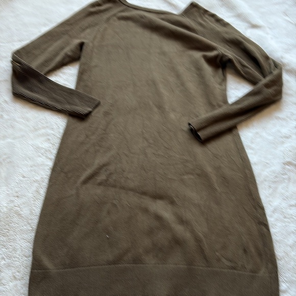 Michael Kors Olive Green Sweater Dress with Gold Shoulder Zippers | Size Small - Picture 7 of 8